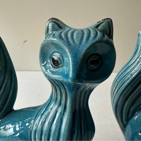 Cute Vtg  Mid Century Turquoise Fox  Sculpture Figurine Contemporary Table Top - Picture 4 of 4